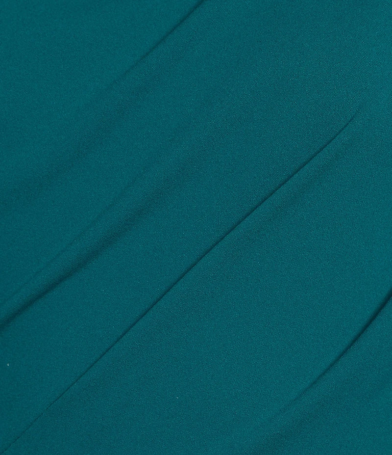 Betsy & Adam Scuba Crepe Asymmetric One Shoulder Short Sleeve Mermaid Gown