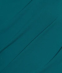 Betsy & Adam Scuba Crepe Asymmetric One Shoulder Short Sleeve Mermaid Gown