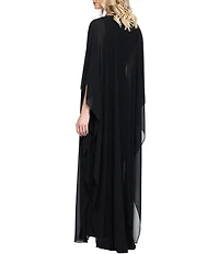Betsy & Adam 3/4 Sleeve Chiffon Kaftan With Hardware