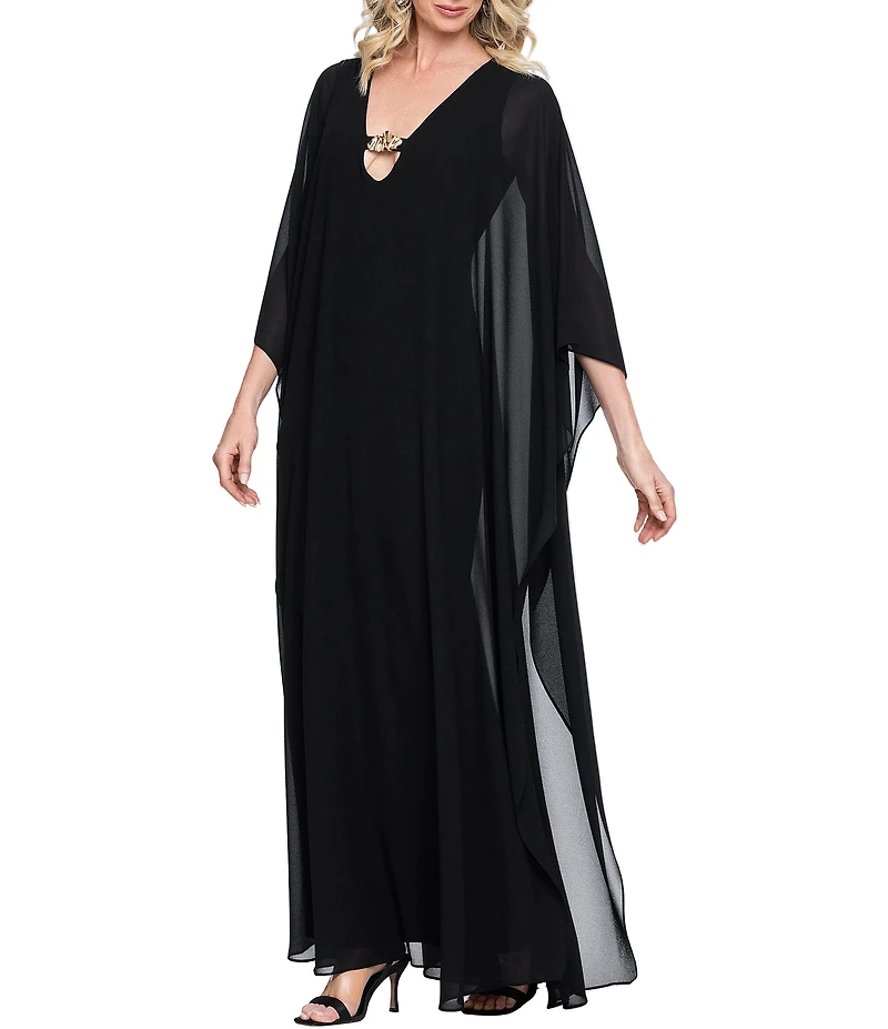 Betsy & Adam 3/4 Sleeve Chiffon Kaftan With Hardware