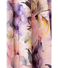 Betsy & Adam Long Strapless Floral Print Dress