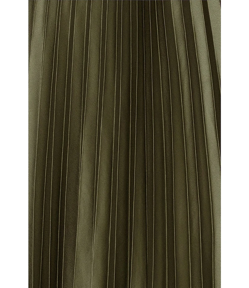 Betsy & Adam Long Stretch Charmeuse Pleated Gown