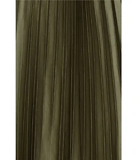 Betsy & Adam Long Stretch Charmeuse Pleated Gown