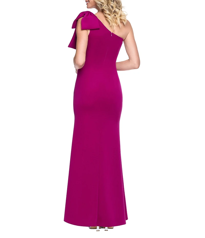 Betsy & Adam Long Tech Scuba One Shoulder Dress