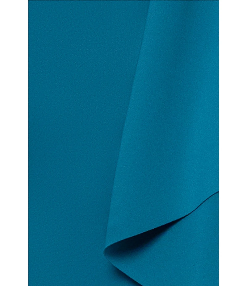 Betsy & Adam Long Techno Scuba Asymmetrical Neck Dress