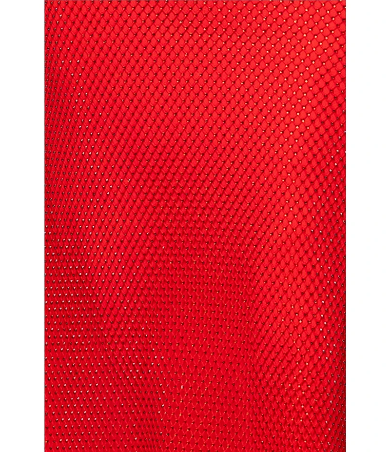 Betsy & Adam Mesh Rhinestone Halter Neck Sleeveless Sheath Gown