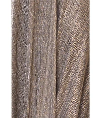 Betsy & Adam Metallic Crinkle V-Neck Long Sleeve Wrap Bodice Gown