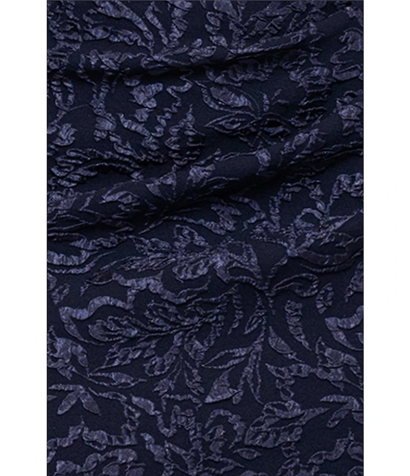Betsy & Adam Off-The-Shoulder Cap Sleeve Stretch Jacquard Brocade Mermaid Gown