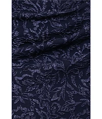 Betsy & Adam Off-The-Shoulder Cap Sleeve Stretch Jacquard Brocade Mermaid Gown