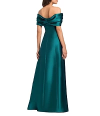 Betsy & Adam Off-The-Shoulder Mikado A-Line Gown
