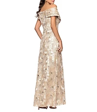 Betsy & Adam Off The Shoulder Soutache Lace A-Line Gown