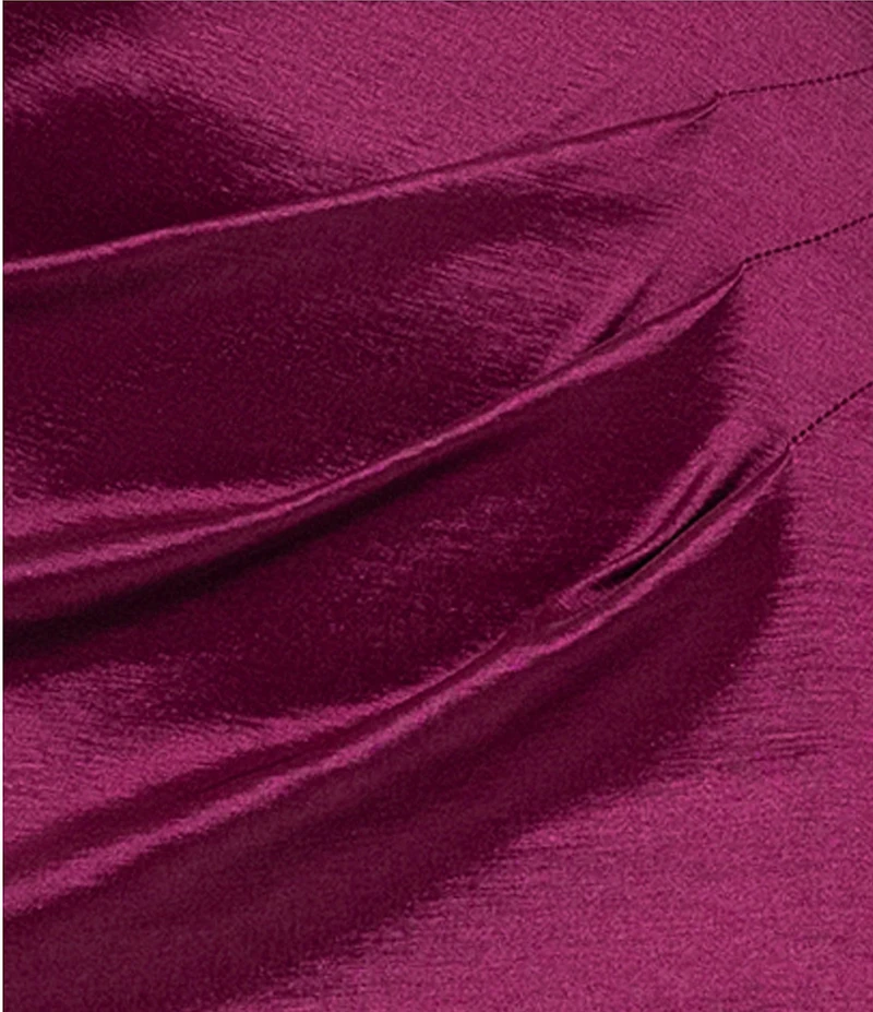 Betsy & Adam Off-the-Shoulder Stretch Taffeta Sheath Gown