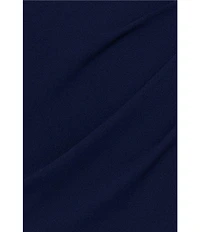 Betsy & Adam One Shoulder Asymmetrical Long Sleeve Faux Wrap Gown