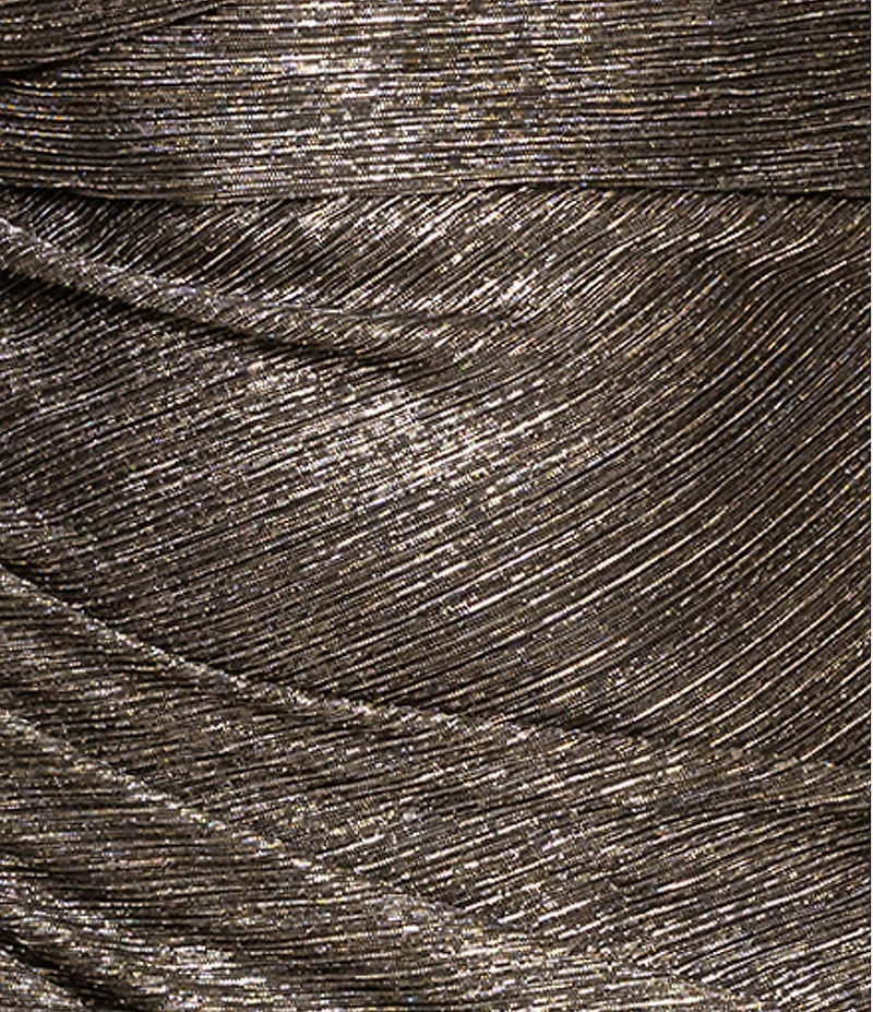 Betsy & Adam One Shoulder Metallic Ruched Gown