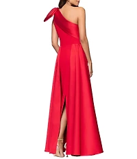 Betsy & Adam One Shoulder Mikado Gown With Overskirt