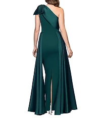 Betsy & Adam One Shoulder Mikado Gown With Overskirt