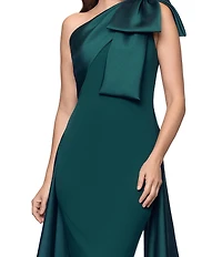 Betsy & Adam One Shoulder Mikado Gown With Overskirt