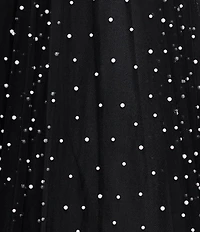 Betsy & Adam One Shoulder Pearl Tulle Tea Length Gown