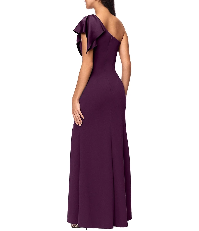 Betsy & Adam One Shoulder Scuba Crepe Gown