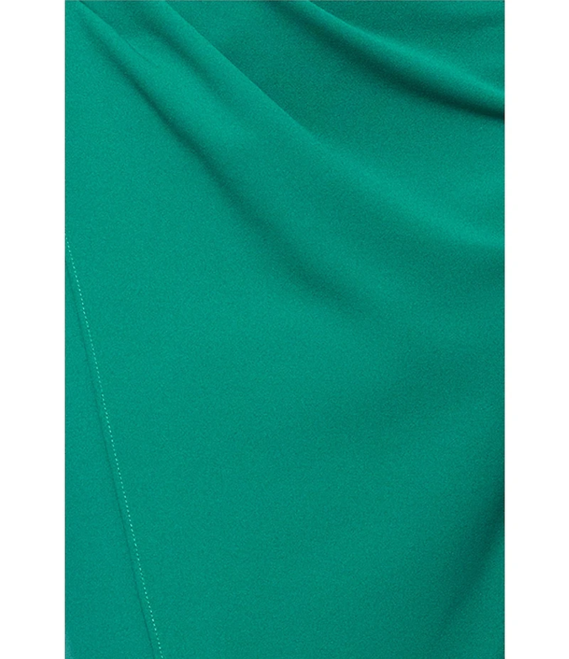 Betsy & Adam One Shoulder Split Neck Sleeveless Ruched Gown