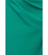 Betsy & Adam One Shoulder Split Neck Sleeveless Ruched Gown