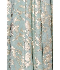 Betsy & Adam Petite Size Foiled Metallic Knit V-Neck Long Sleeve Gown