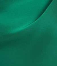 Betsy & Adam Petite Size Shoulder Embellishment Double Satin Ruched Blouson Long Dress