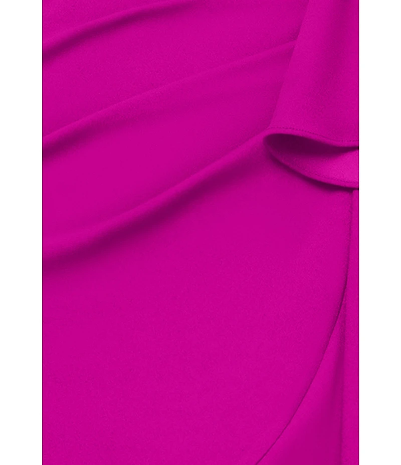 Betsy & Adam Petite Size Sleeveless V-Neck Spiral Ruffle Cascade Gown