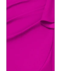 Betsy & Adam Petite Size Sleeveless V-Neck Spiral Ruffle Cascade Gown