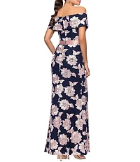 Betsy & Adam Petite Size Soutache Floral Print Off-The-Shoulder Dress