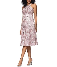 Betsy & Adam Petite Size Soutache Sequin Sleeveless Midi Dress