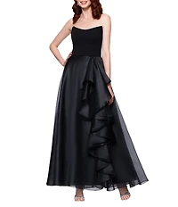 Betsy & Adam Petite Size Strapless Ball Gown