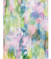 Betsy & Adam Pleated Chiffon Floral Print Strapless Neck Sleeveless Ruffle Gown