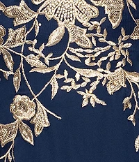 Betsy & Adam Plus Size Long Chiffon Embroidered Floral Sleeveless Dress