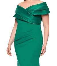 Betsy & Adam Plus Size Off-the-Shoulder Scuba Crepe Dress