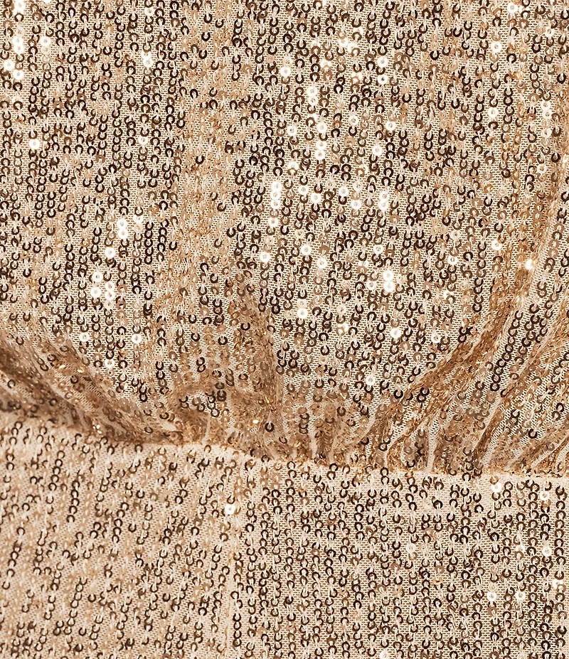 Betsy & Adam Plus Size Sequin V-Neck Wrap Long Sleeve Ruched Gown