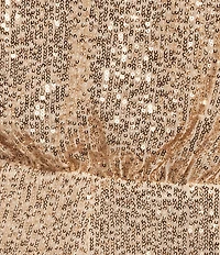 Betsy & Adam Plus Size Sequin V-Neck Wrap Long Sleeve Ruched Gown