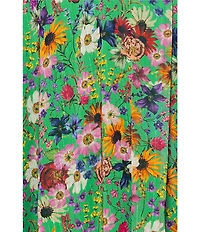 Betsy & Adam Plus Size V-Neck Short Flutter Sleeve Floral Chiffon Dress