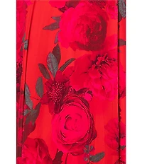 Betsy & Adam Plus Size V Neck Sleeveless A Line Chiffon Gown