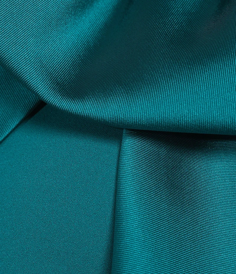 Betsy & Adam Satin Bow One Shoulder Scuba Crepe Sleeveless Mermaid Gown