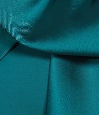 Betsy & Adam Satin Bow One Shoulder Scuba Crepe Sleeveless Mermaid Gown