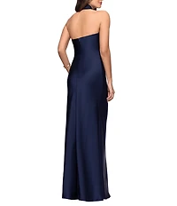 Betsy & Adam Satin Knot Halter Neck Sleeveless Sheath Dress
