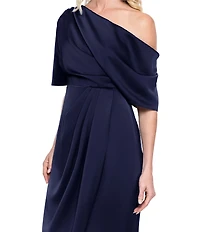 Betsy & Adam Satin One Shoulder Midi Dress