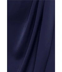 Betsy & Adam Satin One Shoulder Midi Dress