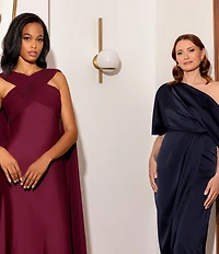 Betsy & Adam Satin One Shoulder Midi Dress