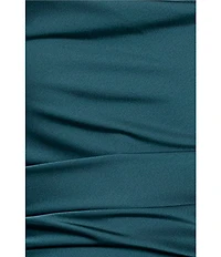 Betsy & Adam Satin Ruched Off The Shoulder Gown