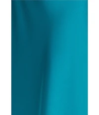 Betsy & Adam Satin V-Neck Sleeveless Hardware Sheath Long Dress