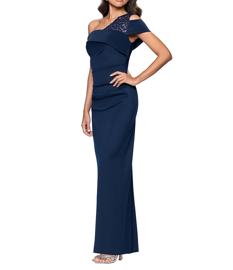 Betsy & Adam Scuba Crepe One Shoulder Dress