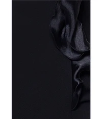 Betsy & Adam Scuba Crepe Organza Off-The -Shoulder Sleeveless Long Gown