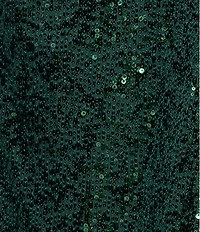 Betsy & Adam Sequin Collar V-Neck Long Sleeve Belted Sheath Dress